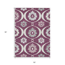 5' X 8' Eggplant Ivory And Gray Medallion Washable Indoor Outdoor Area Rug-2