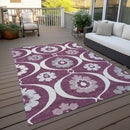 5' X 8' Eggplant Ivory And Gray Medallion Washable Indoor Outdoor Area Rug-8