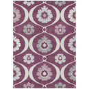 5' X 8' Eggplant Ivory And Gray Medallion Washable Indoor Outdoor Area Rug-1