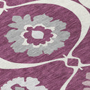 5' X 8' Eggplant Ivory And Gray Medallion Washable Indoor Outdoor Area Rug-6