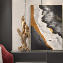 Abstract Gold Panther Sculpture Geometric Resin Leopard Statue Home Office