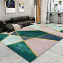 Green Contrast Color Gold Line Living Room Bedroom Bedside Carpet Floor Mat