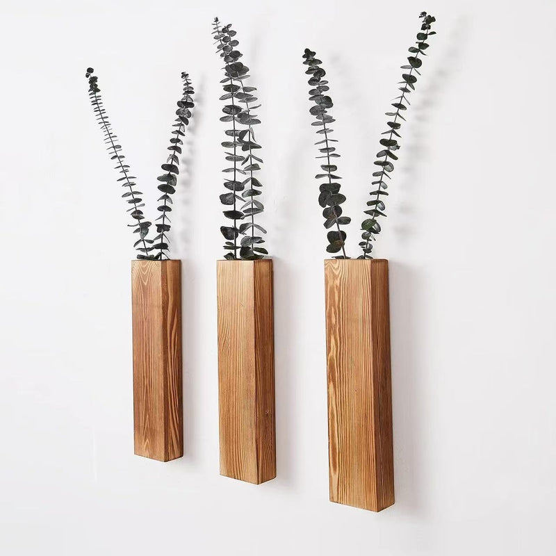 Cross-border Wooden Wall Hanging Vase Holder Dried Flower Stand Interior Decoration
