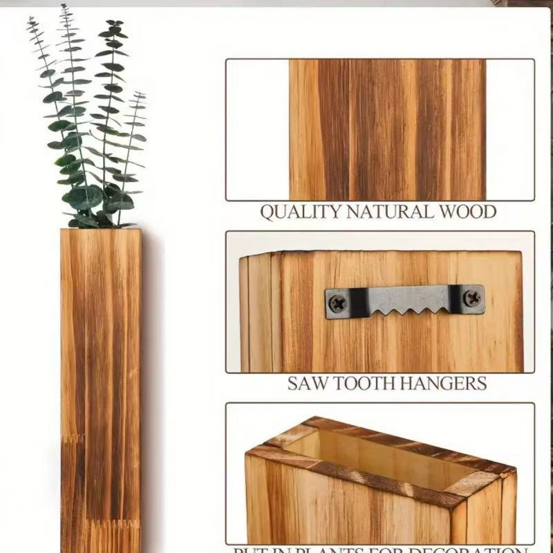 Cross-border Wooden Wall Hanging Vase Holder Dried Flower Stand Interior Decoration