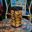 Cross-border Retro Solar Lantern Iron Hollow Storm Lantern Courtyard Decoration Desk Lamp Garden Projection