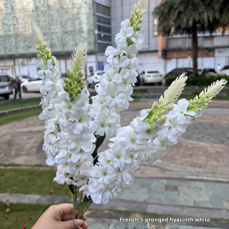 French 5 Fork Hyacinth White Violet Wedding Road Lead Fake Flower