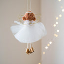 Christmas White Tulle Skirt Golden Wings Angel Girl Pendant