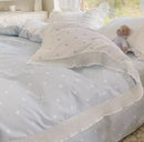 Princess Style Floral Bedding Set Of Four Pieces With Green Lace