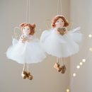 Christmas White Tulle Skirt Golden Wings Angel Girl Pendant