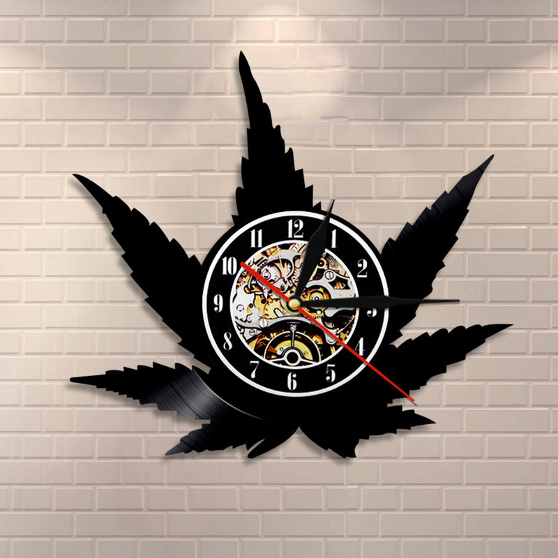 Black Vinyl Record Wall Clock Minimalist Frameless Handicraft