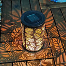 Cross-border Retro Solar Lantern Iron Hollow Storm Lantern Courtyard Decoration Desk Lamp Garden Projection