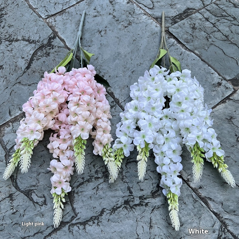 French 5 Fork Hyacinth White Violet Wedding Road Lead Fake Flower